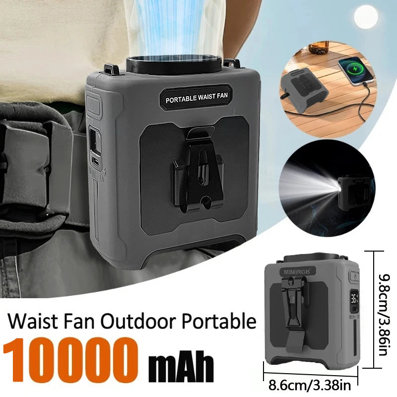 Portable Neck Fan With 10000mAh Battery, Hands-Free Clip, Flashlight