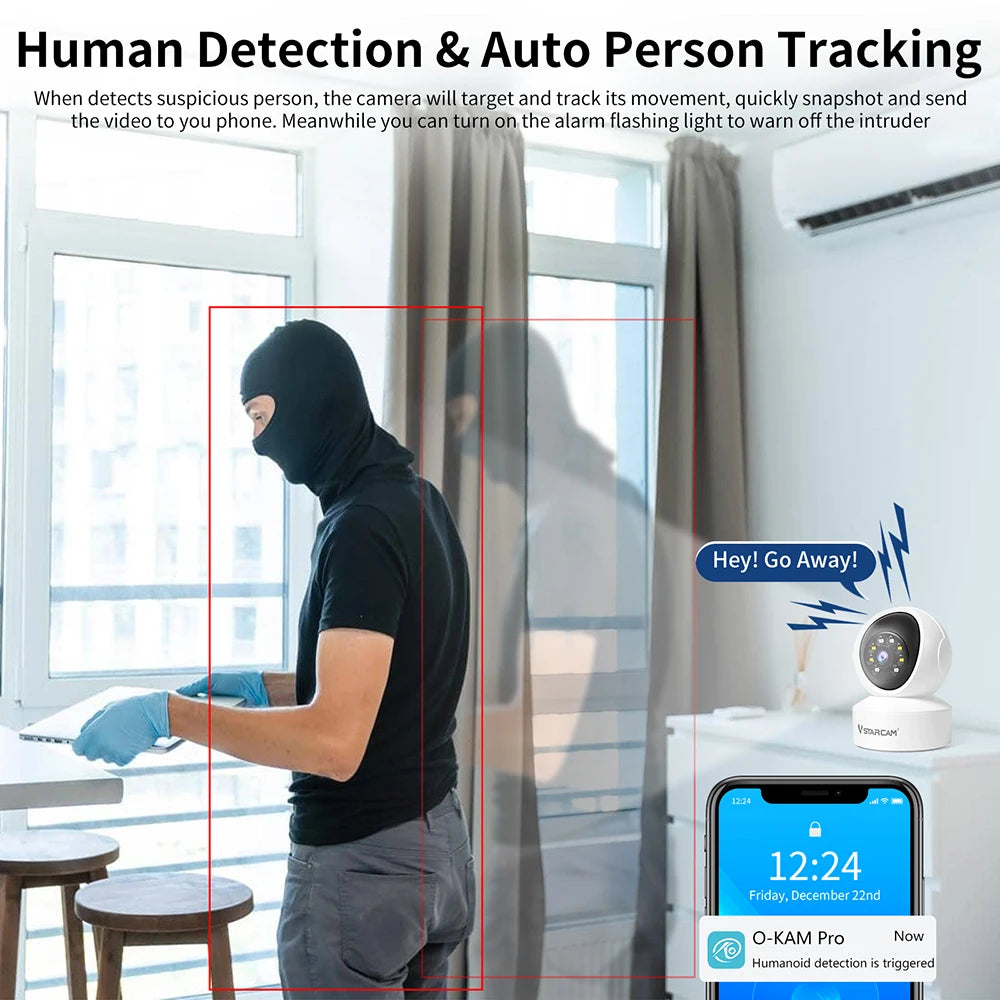 Vstarcam Indoor Security Camera 360 Coverage Night Vision 2-Way Audio