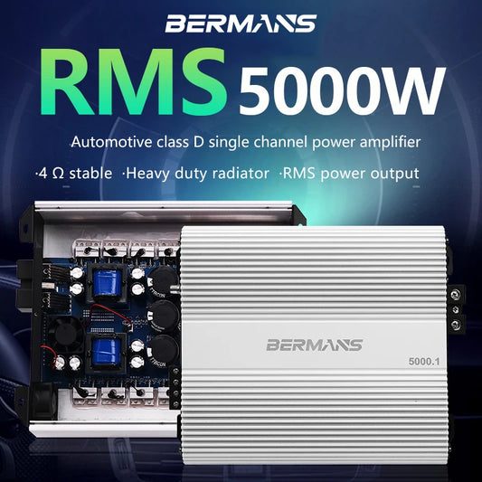 Bermans 5000W Mono Class D Car Amplifier With Low Distortion