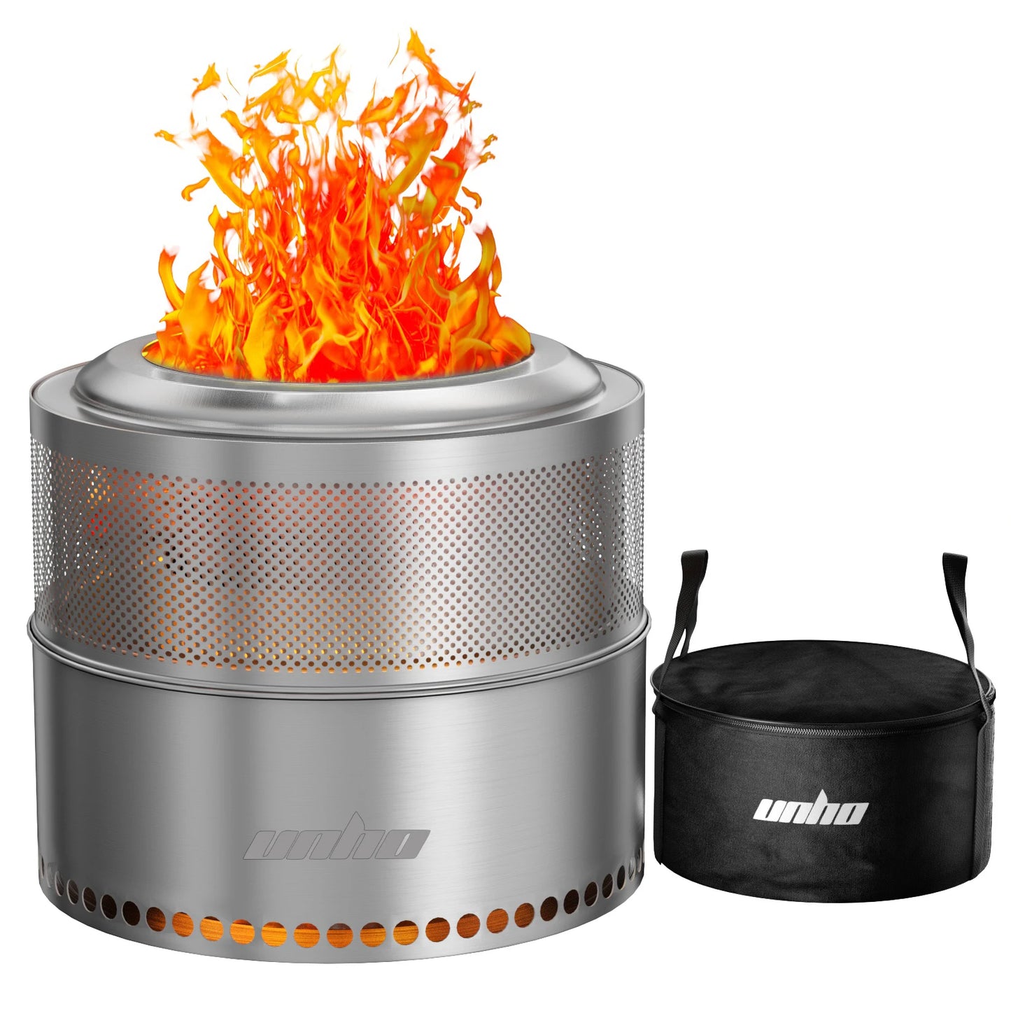 Stainless Steel Smokeless Wood Burning Fire Pit With Carry Bag
