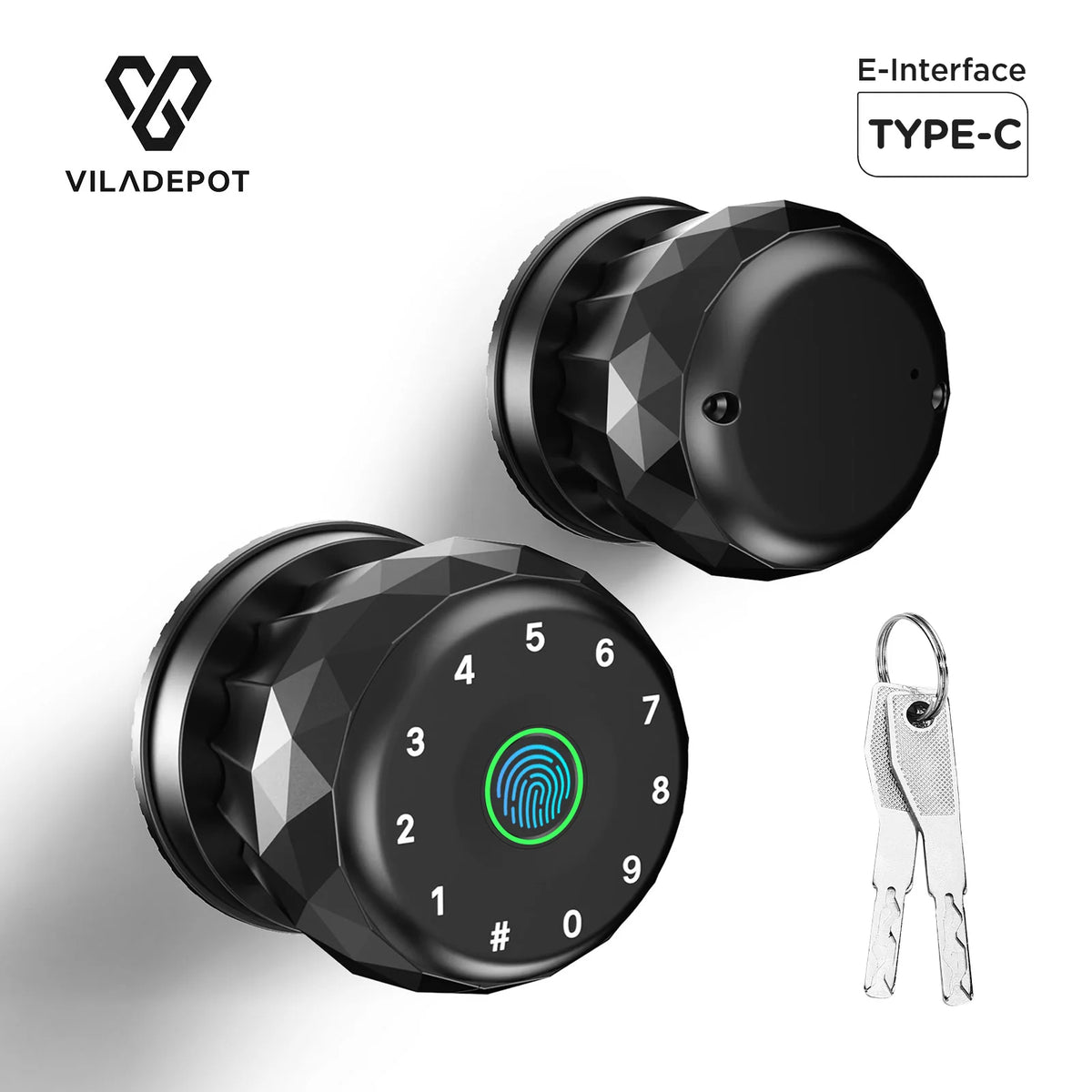 Viladepot Smart Fingerprint Door Lock With Bluetooth App Control
