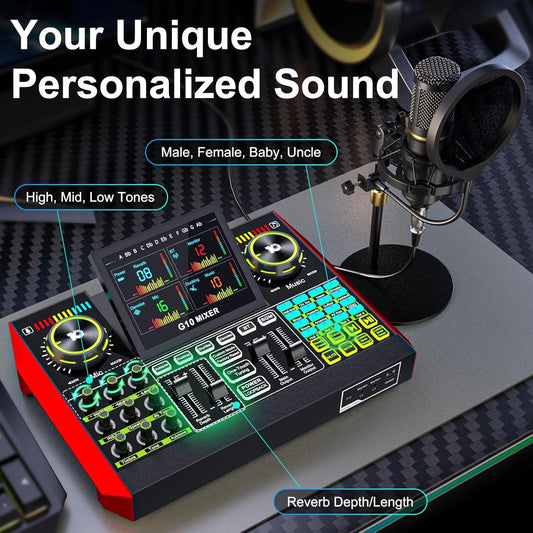 Tenlamp Bluetooth DJ Sound Mixer Studio Recording Microphone Bundle