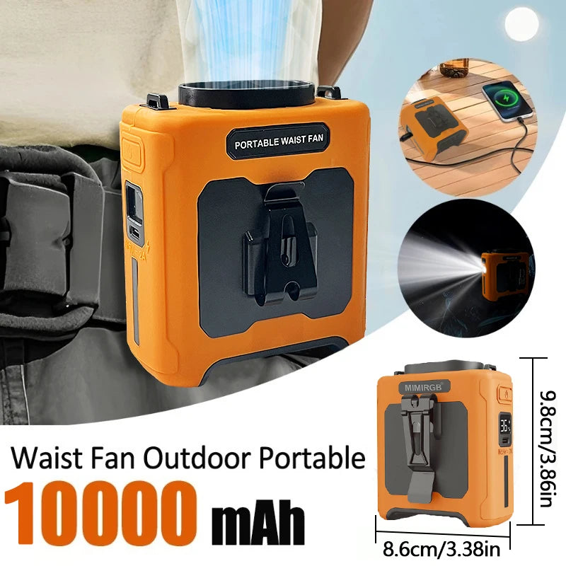 Portable Neck Fan With 10000mAh Battery, Hands-Free Clip, Flashlight