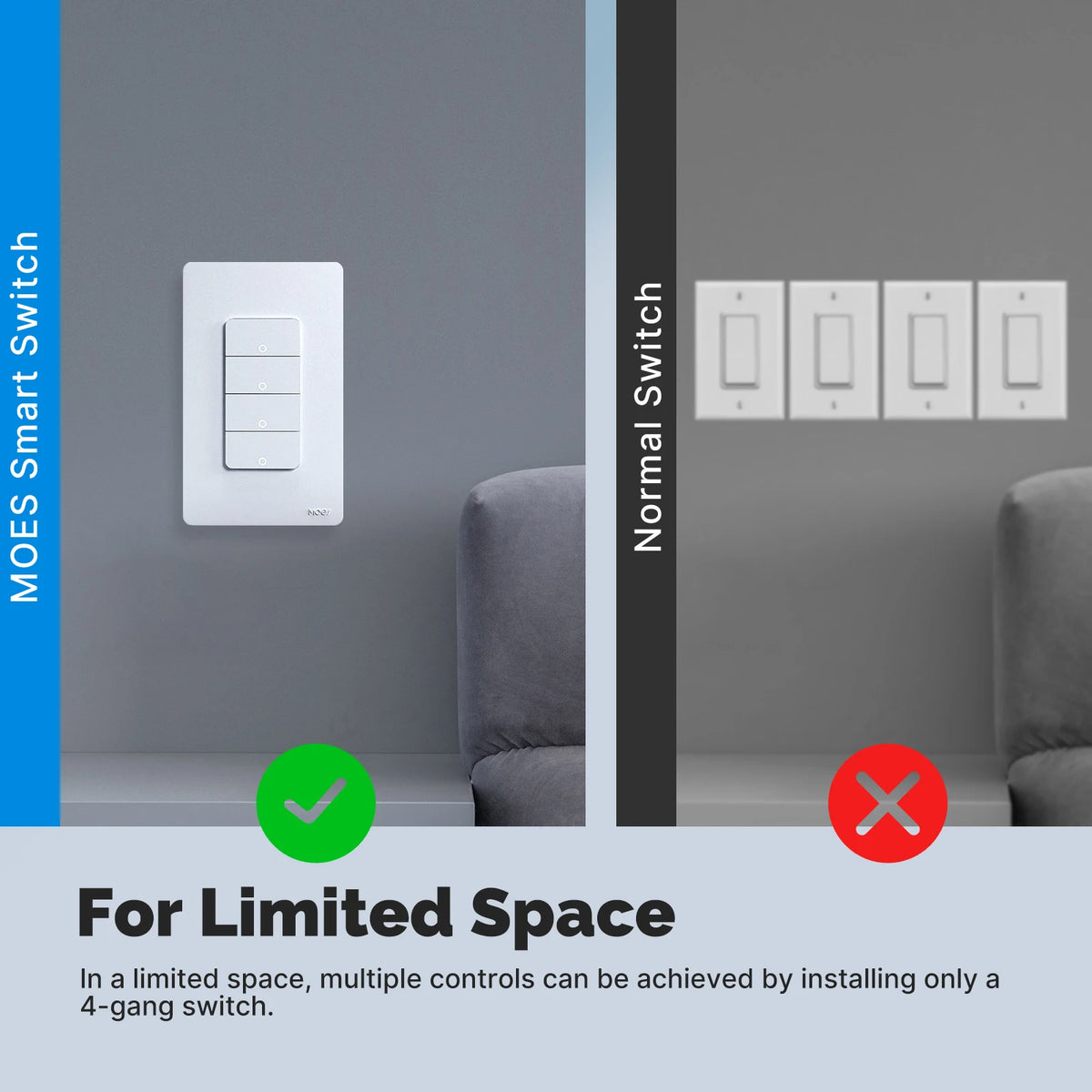 MOES Matter WiFi Smart Light Switch With Voice Control