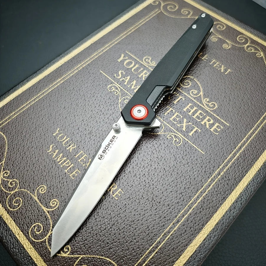 DIY Supplies Ultra Lightweight Folding Knife 440B Blade G10 Handle