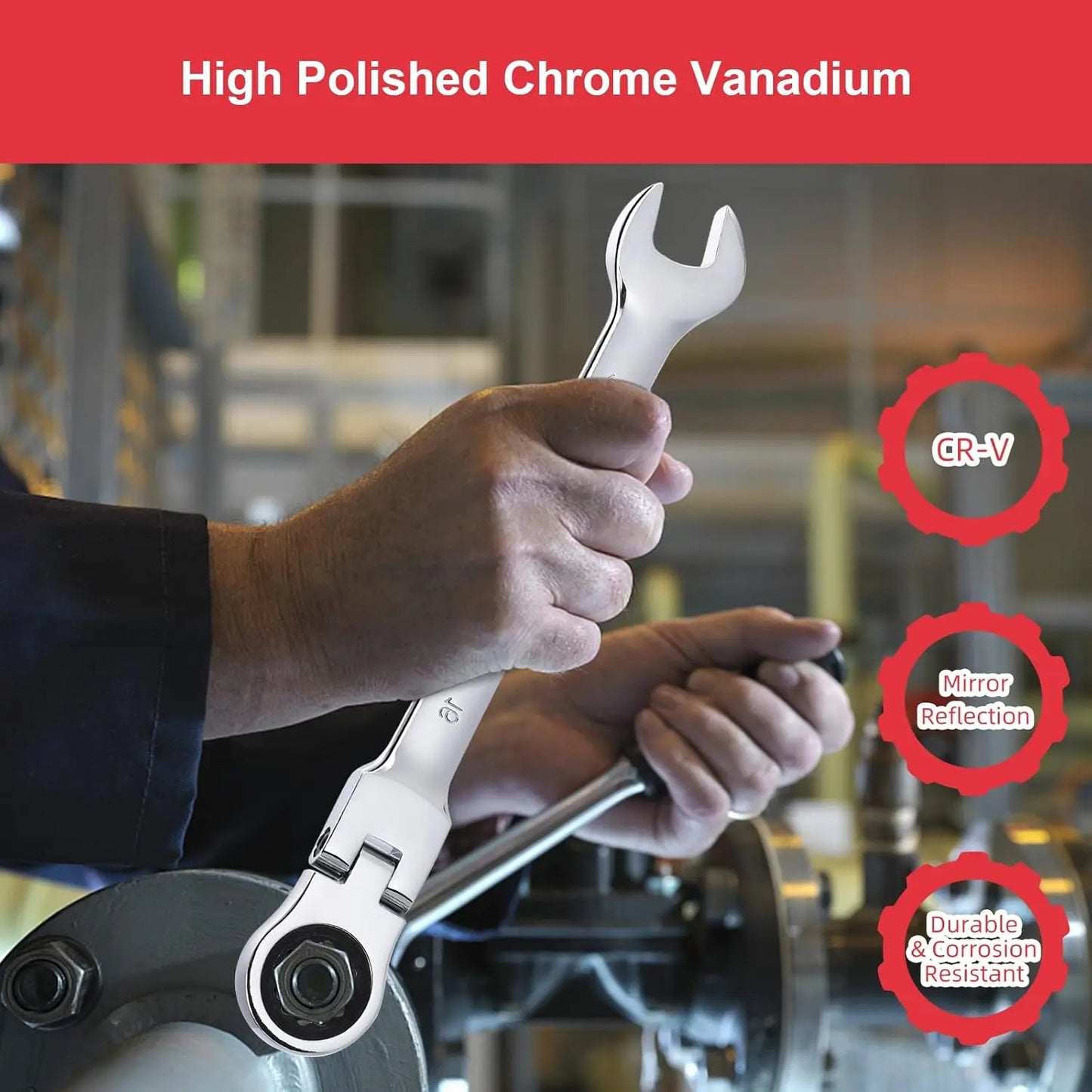 HiMISS 12-Piece Flex-Head Ratcheting Wrench Set With Bag