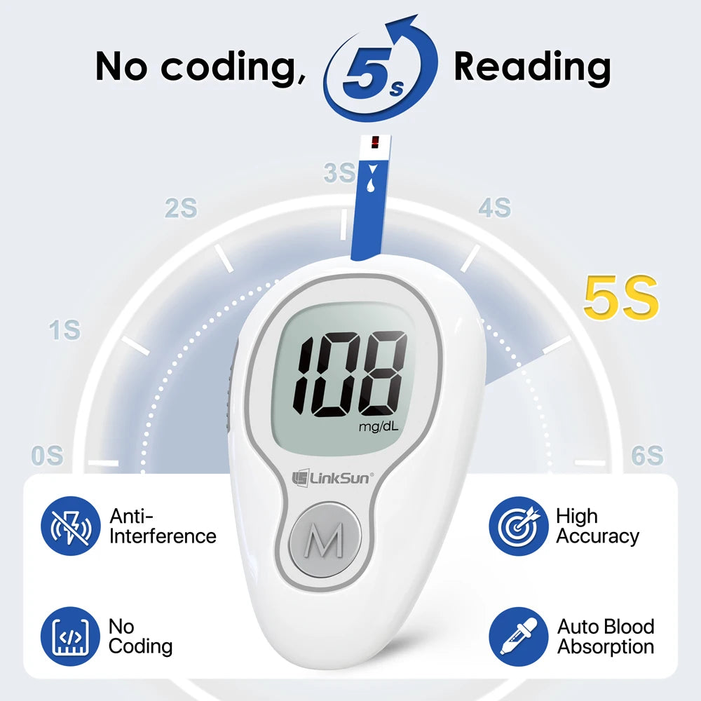 Linksun Blood Glucose Monitor G-425-1 Lancing Device Diabetes Kit