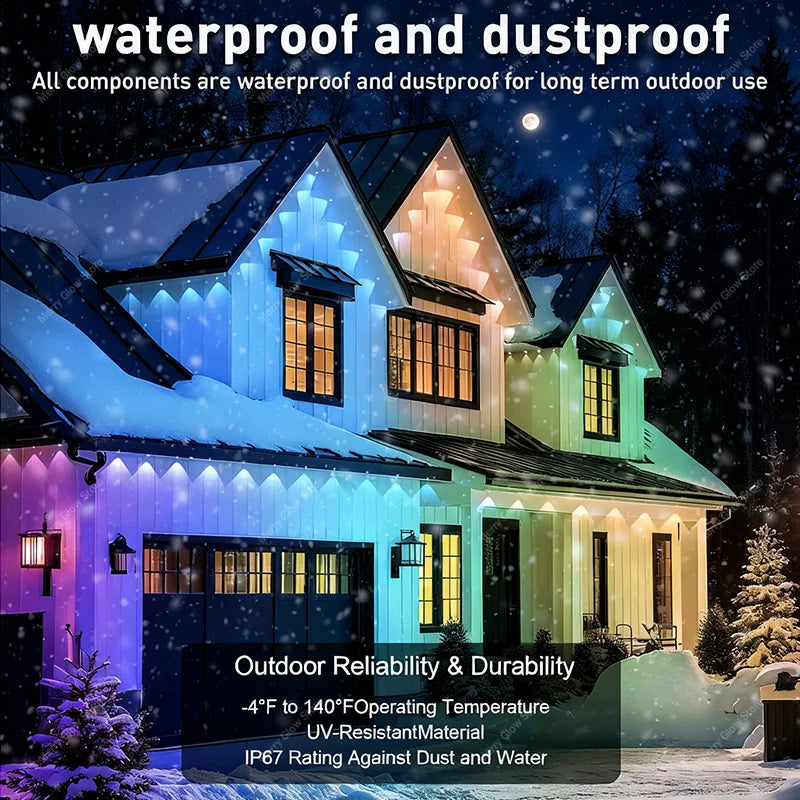 MIMIRGB Outdoor RGBIC Smart LED Eave Lights With Bluetooth Control