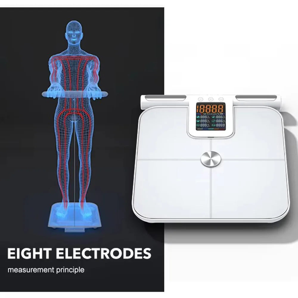 Smart Body Fat Scale With 8 Electrodes And BMI Analysis