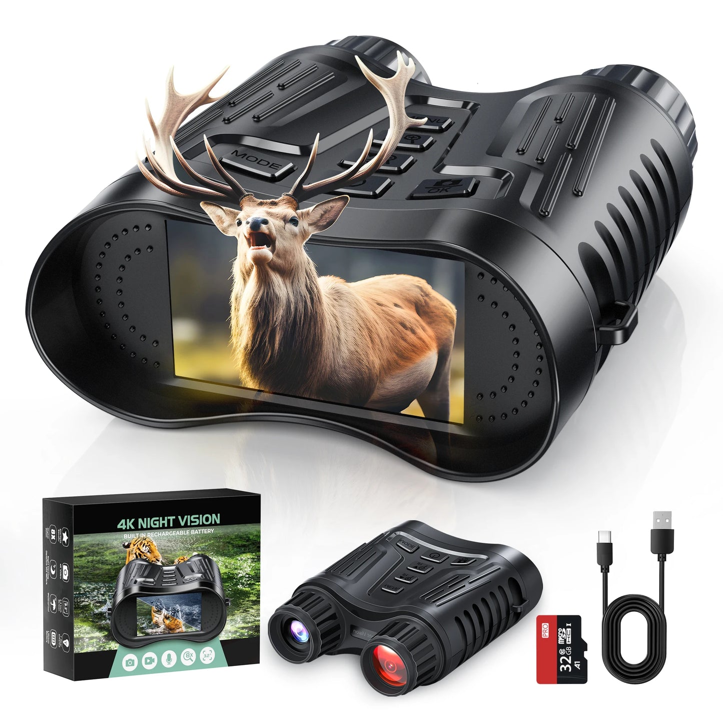 DIYIMIN Night Vision Binoculars 8x Zoom 1080P IR Video Recording