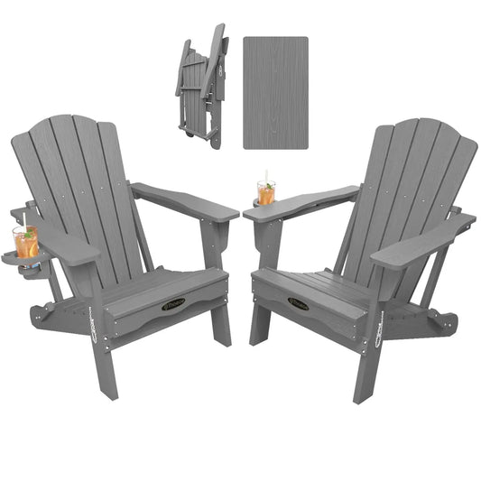 MOYU Folding Adirondack Chair Set All-Weather HDPE Outdoor Chairs