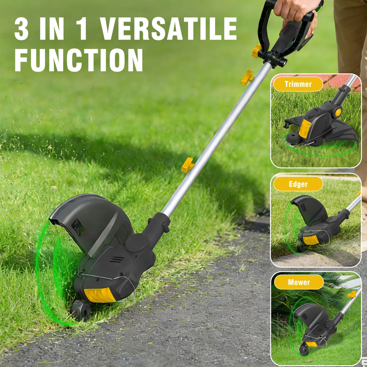 Cordless 3-In-1 String Trimmer With Rotatable Head And Auto Feed