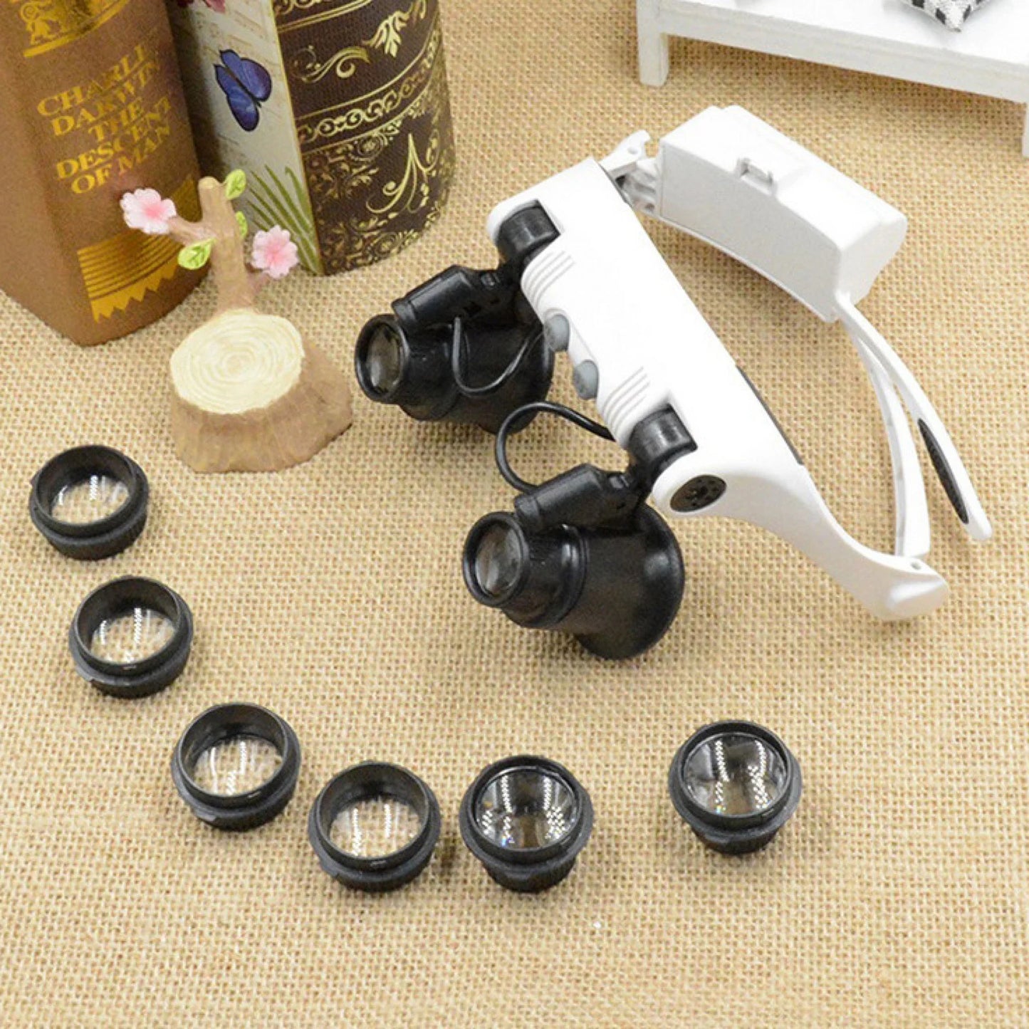 LED Magnifier 10X 15X 20X 25X Dual Eye Loupes Watches