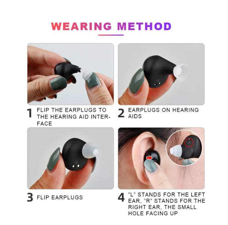 JINGHAO Hearing Aid Digital In Ear Enhancer Sound Amplifier Rechargeable
