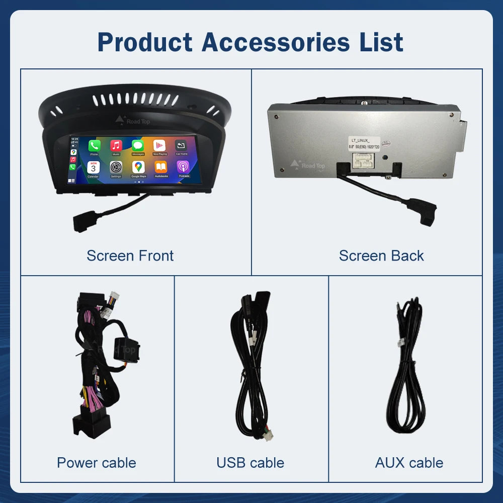 8.8INCH Wireless CarPlay Android Auto Car Multimedia For BMW 5 Series E60 E61 2005-2010 CCC CIC Screen Touch Display Navigation