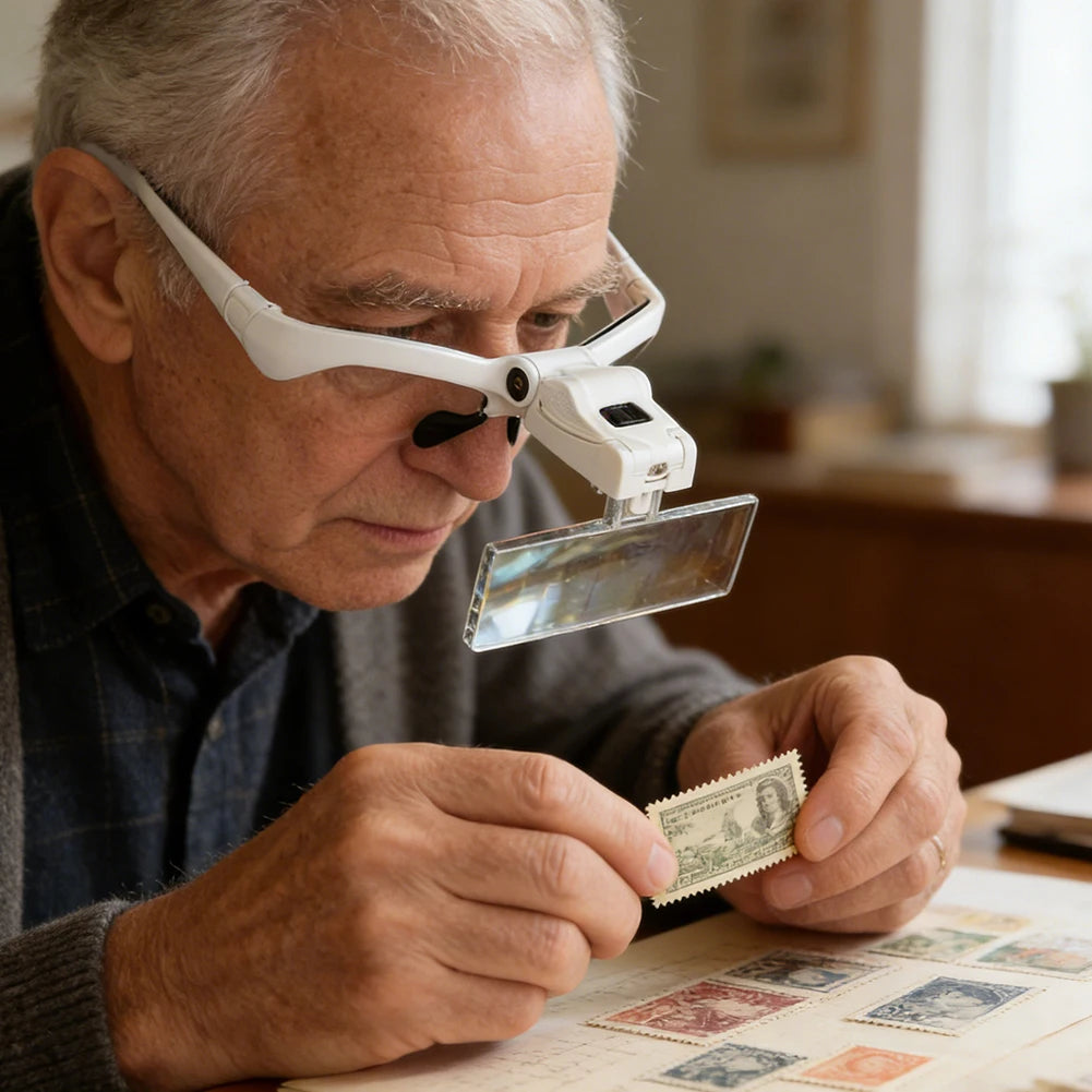 LED Head Magnifier with 5 Lenses 1.0X-3.5X Lighted Hands Free