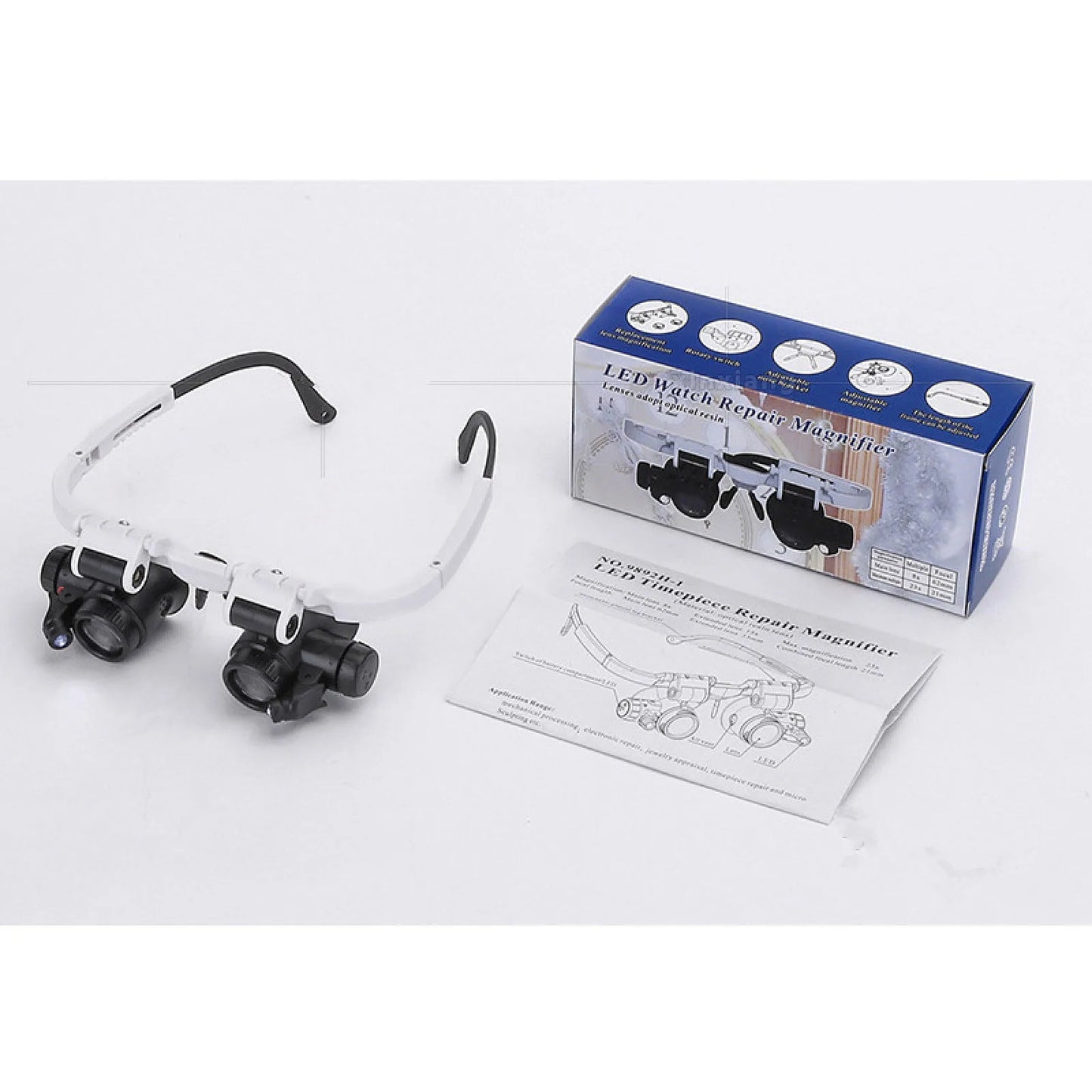 LED Light Magnifier Double Eye Loupe For Jeweler Watch Repair