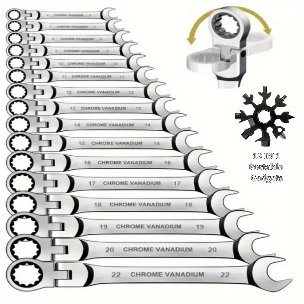 Flexible Ratcheting Wrench Set For Automotive Repair