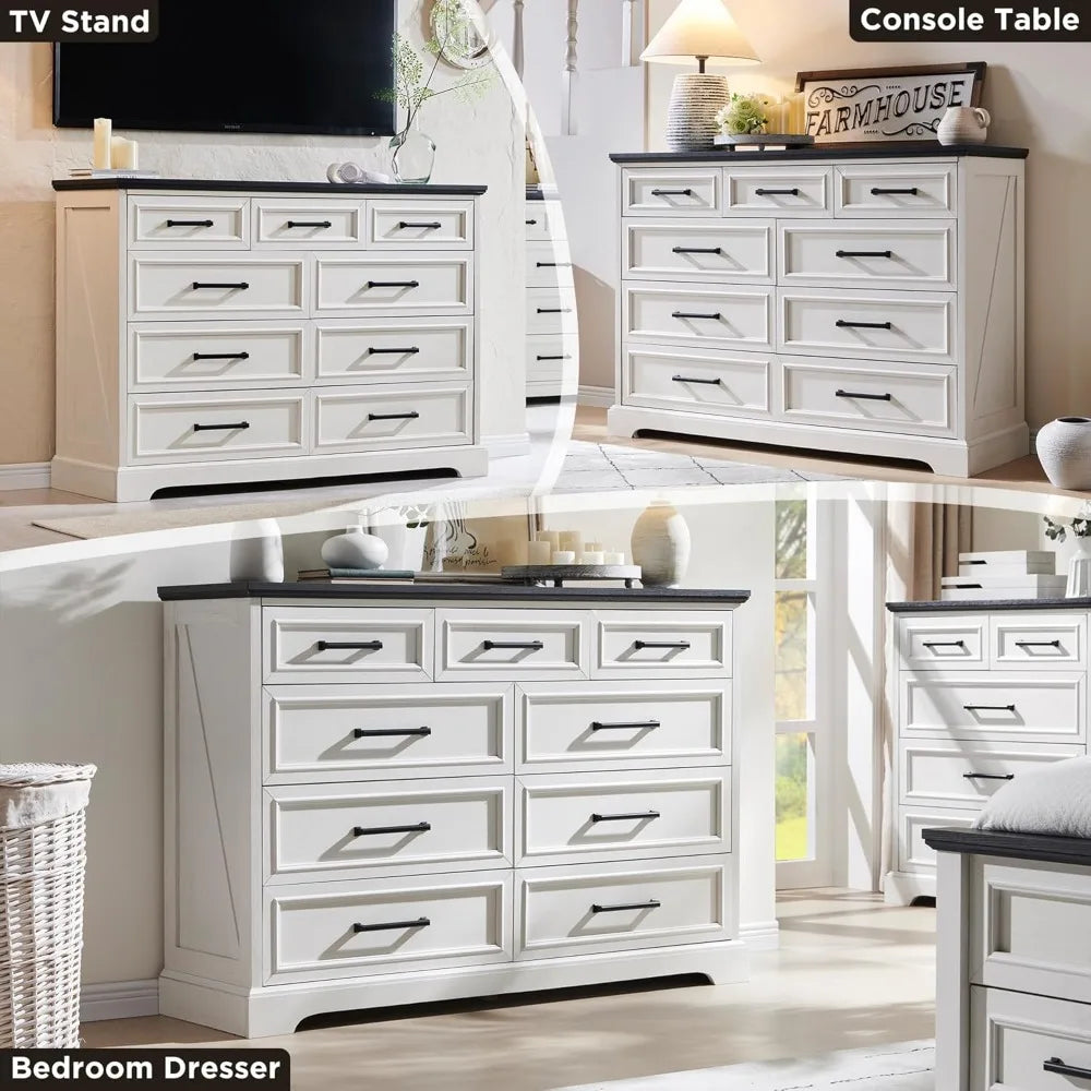 Farmhouse 9 Drawer Dresser For Bedroom And Living Room