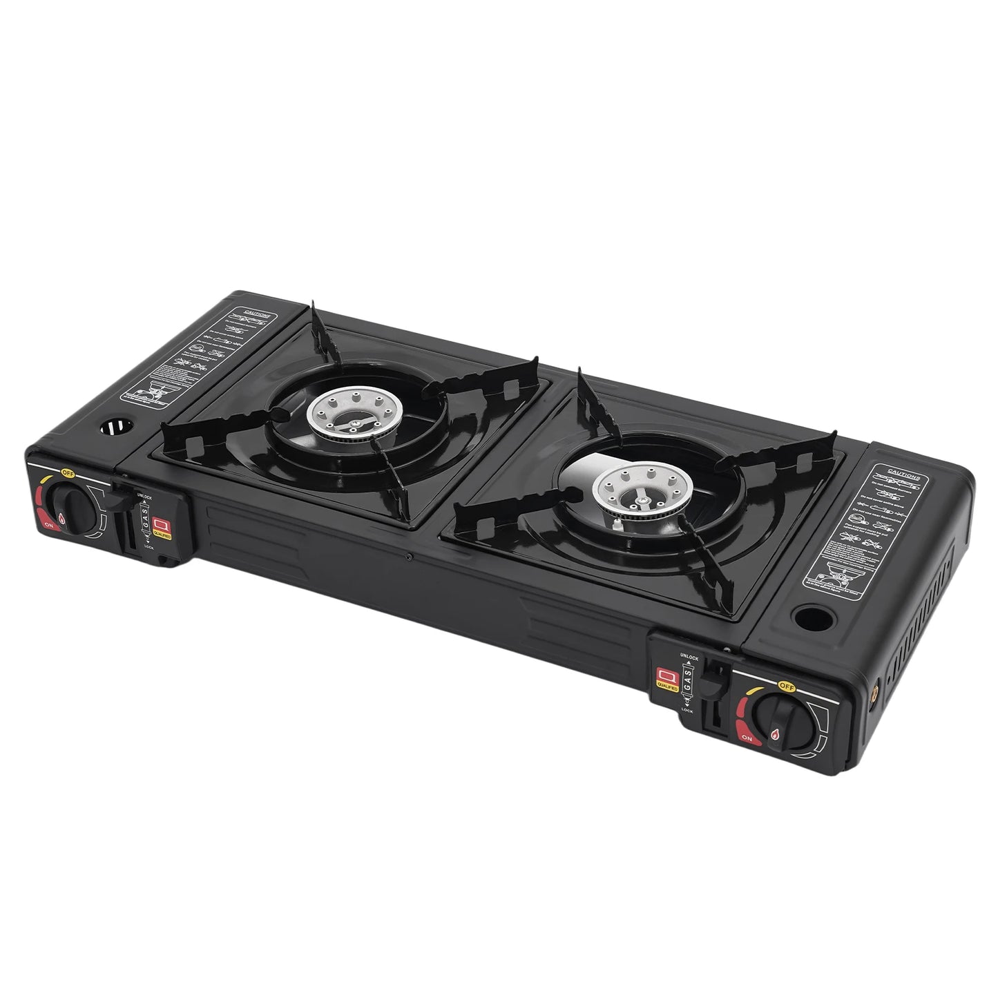 Portable 2 Burner Gas Stove With Piezo Ignition Carrying Case
