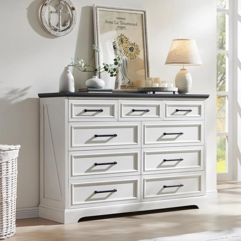 Farmhouse 9 Drawer Dresser For Bedroom And Living Room