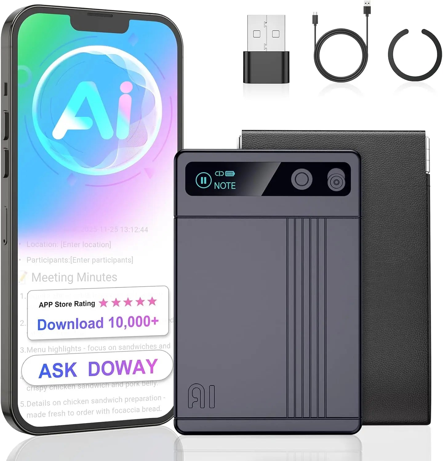 Voice Activated Recorder AI Note Taking Device With 152 Languages 64GB