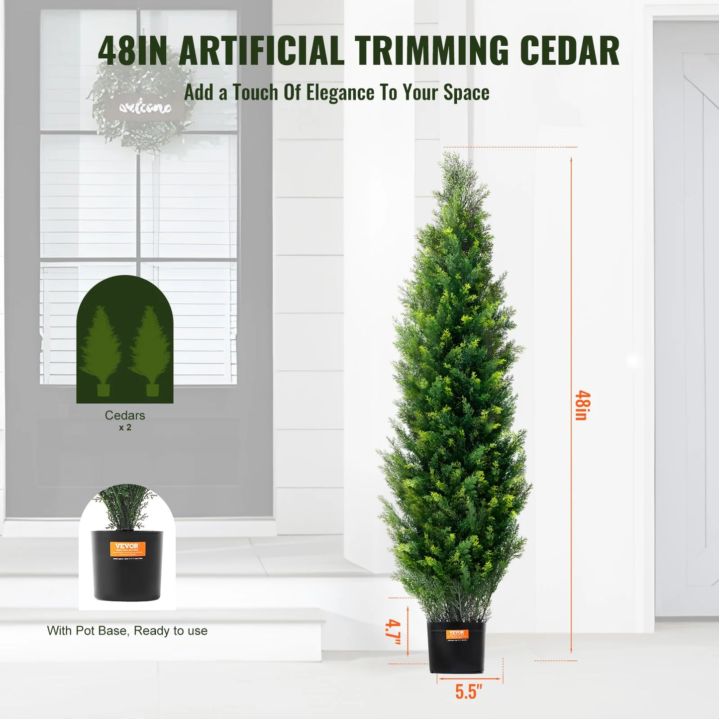 SucceBuy Artificial Cedar Topiary Tree Evergreen Outdoor Decor