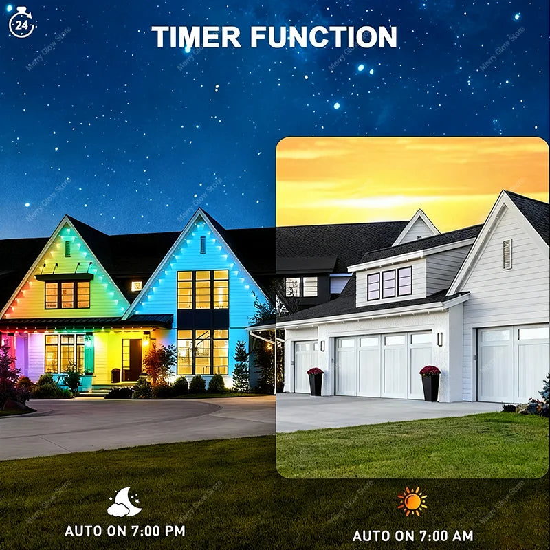 MIMIRGB Outdoor RGBIC Smart LED Eave Lights With Bluetooth Control