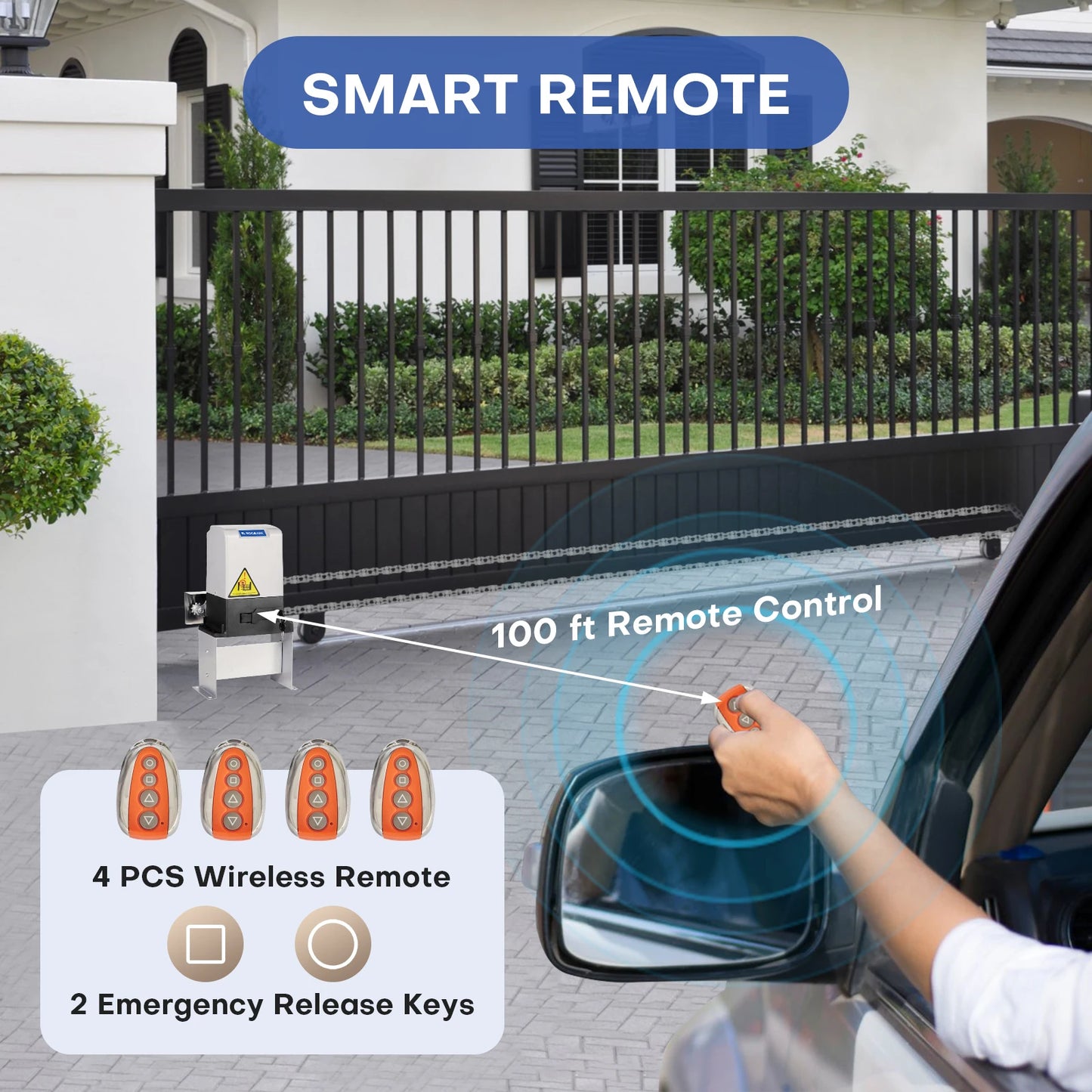 ROOMARK Automatic Sliding Gate Opener Kit With Remote Controllers