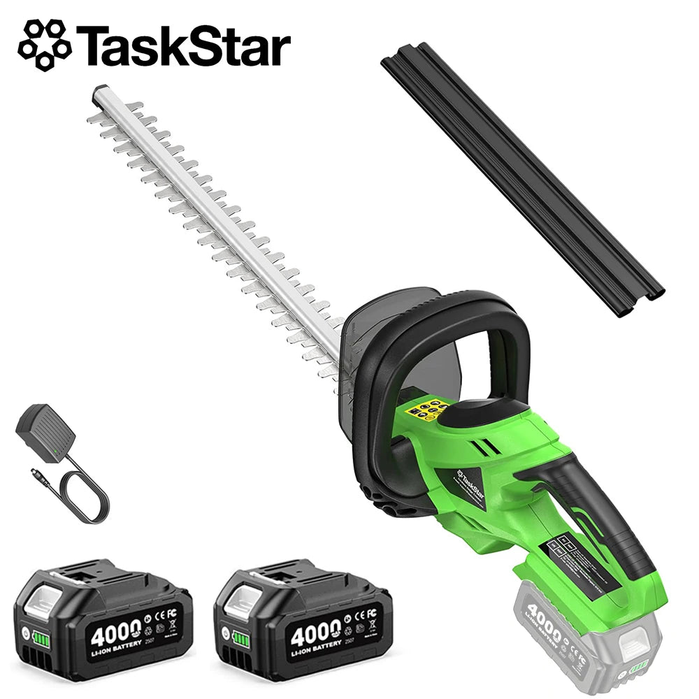 TaskStar Cordless Brushless Hedge Trimmer with Double Edge Blade