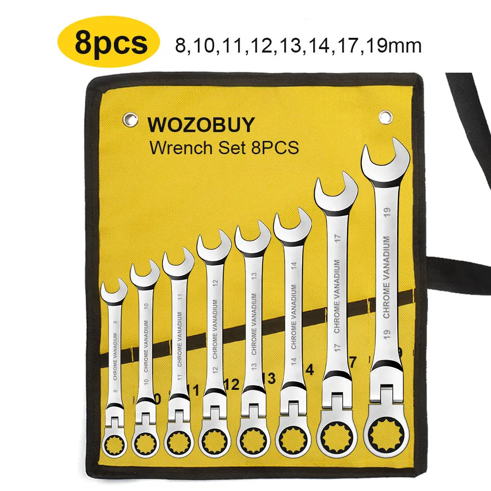 Durable Ratchet Wrench Set 72 Tooth Metric Multi Function Garage