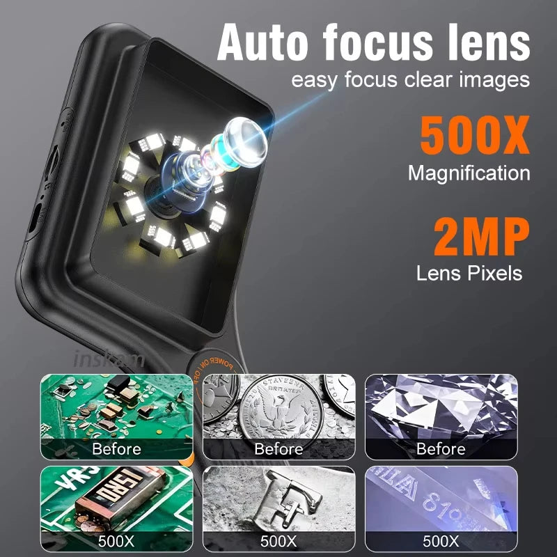 Digital Handheld Microscope With 3 Inch IPS Screen Autofocus 500x