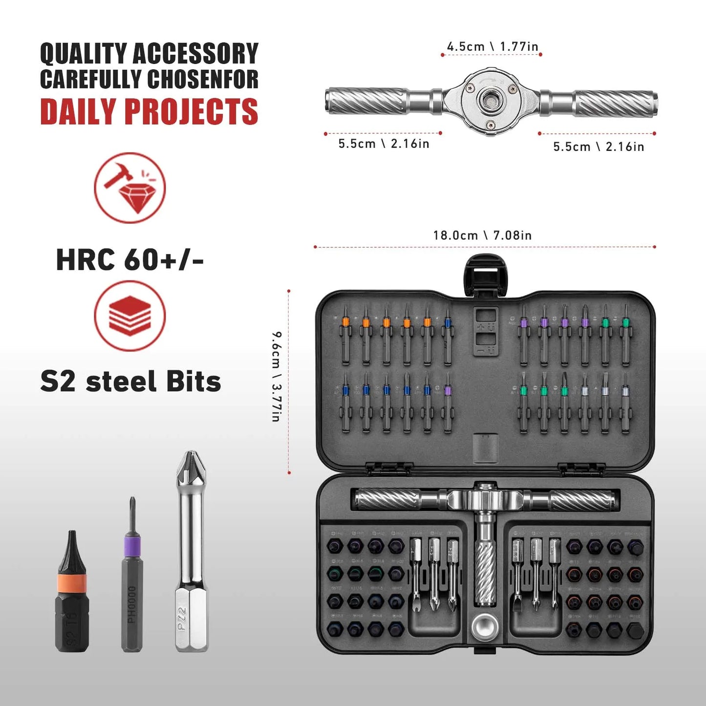 VMAN 66in1 Multifunction Ratchet Screwdriver Set Magnetic Bits