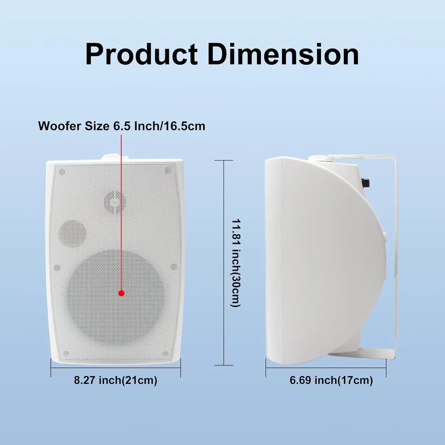 Herdio 400W Outdoor Passive Wall Mount Speakers Patio