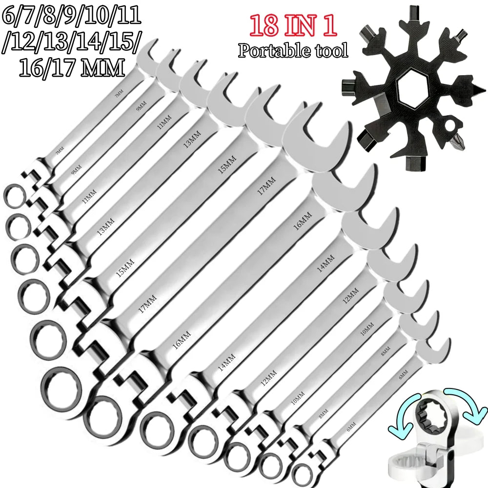 Flexible Ratcheting Wrench Set For Automotive Repair