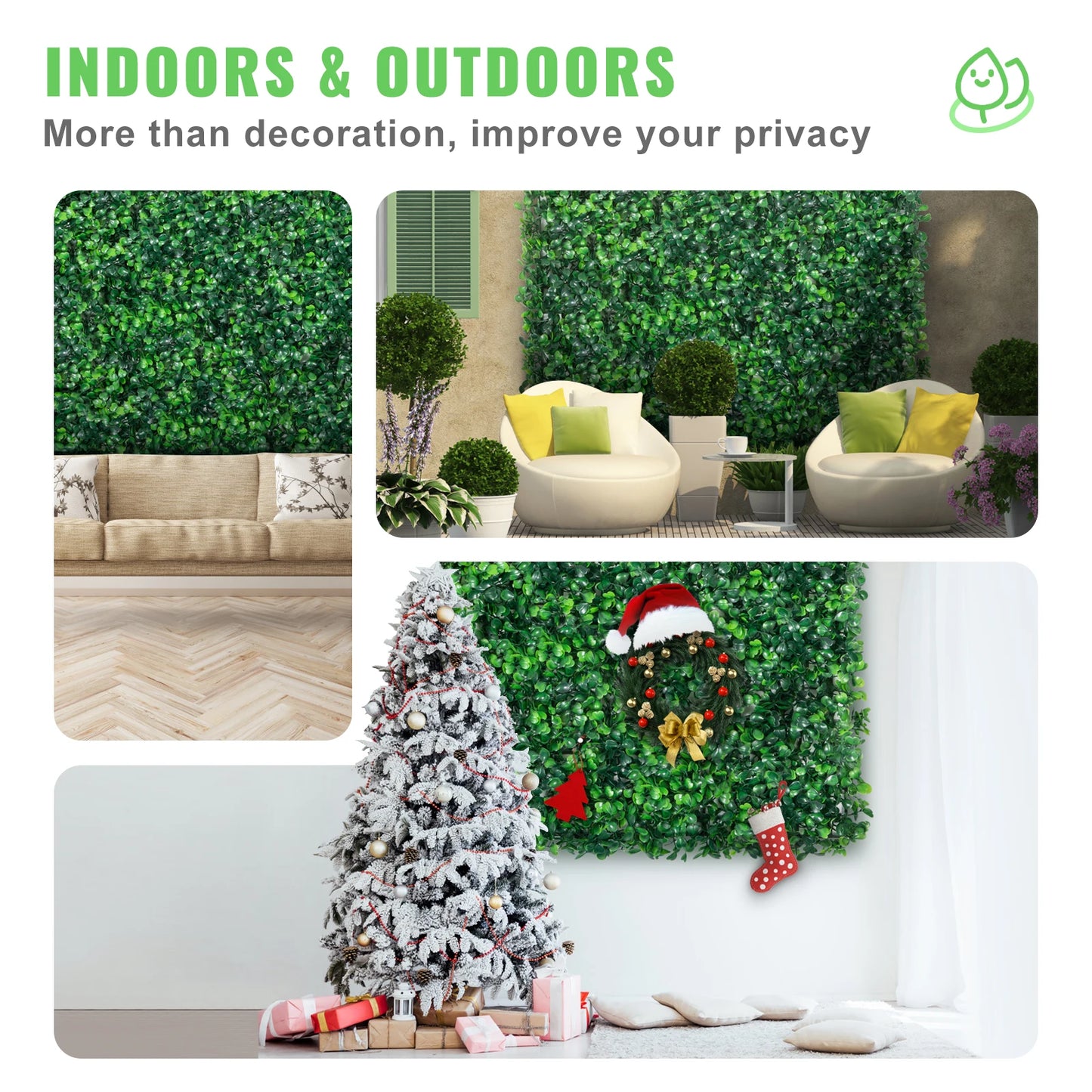 SucceBuy Boxwood Hedge Panels 12 Pack UV Protected Wall Backdrop