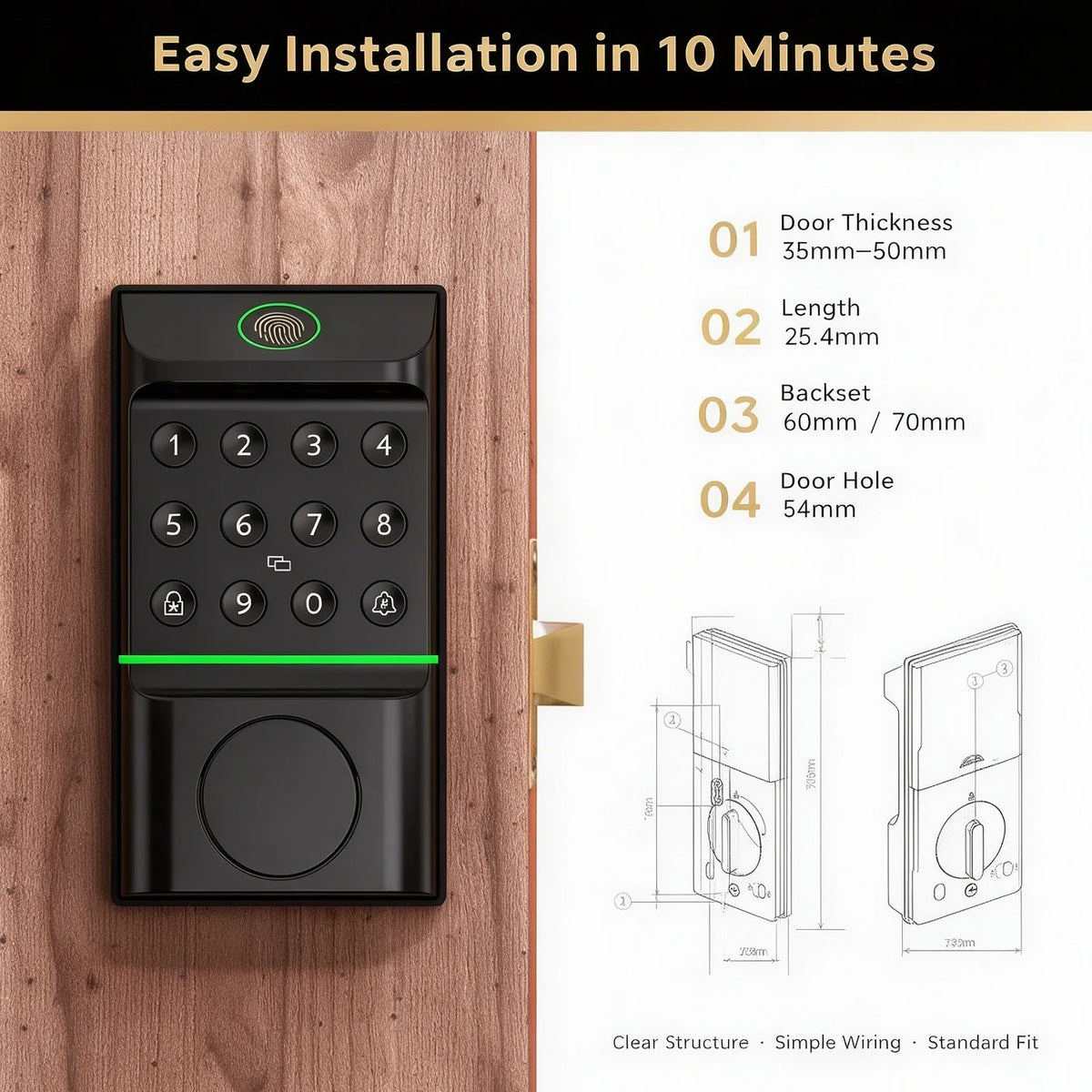 Viladepot Fingerprint Smart Door Lock Keyless Entry App Control