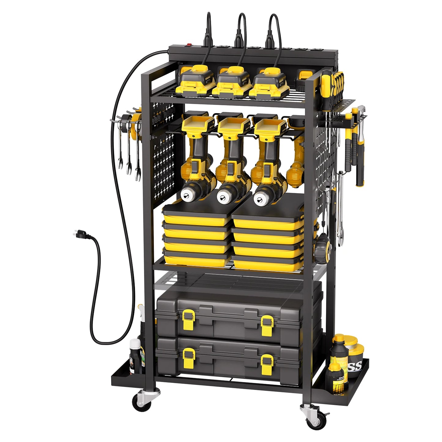 Tool Organizer Cart With Charging Station And 8 AC Outlets