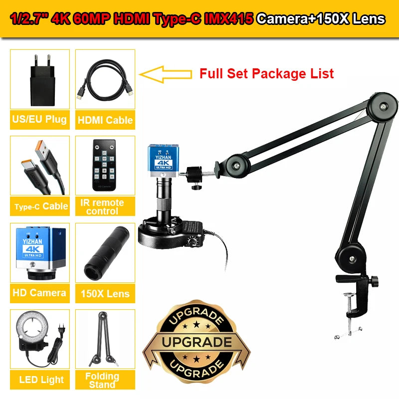 YIZHAN 150X Digital Microscope 4K Camera HDMI USB For Soldering