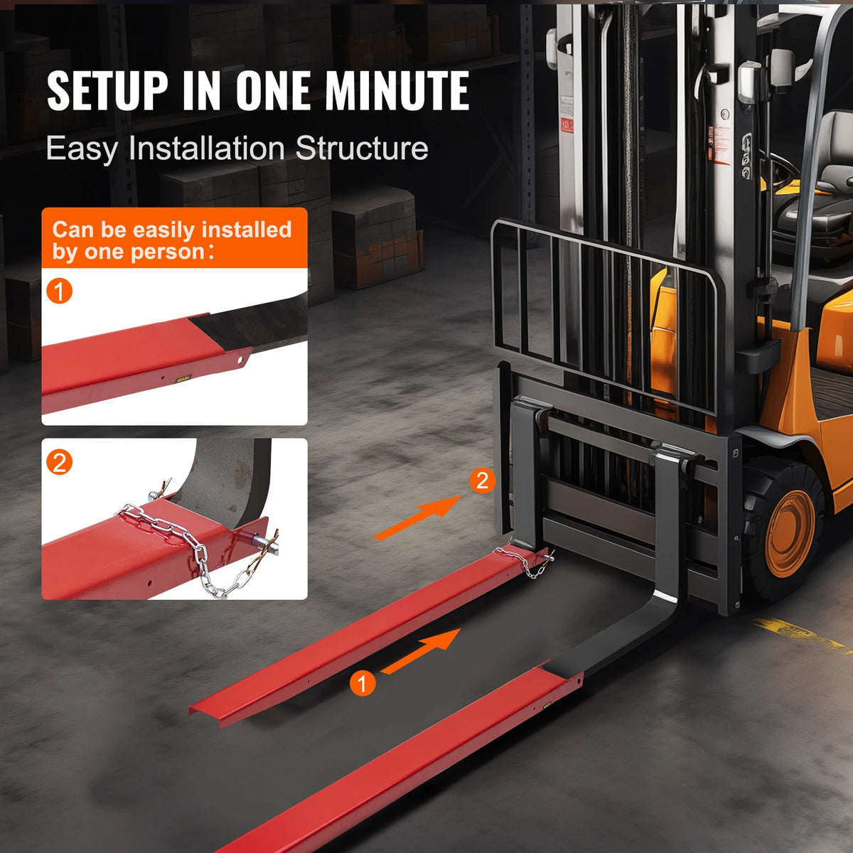 SucceBuy Carbon Steel Pallet Fork Extensions For Forklift Attachments