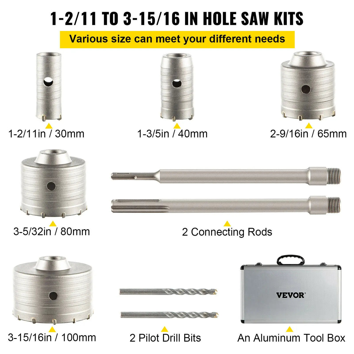 SucceBuy Concrete Hole Saw Kit For Brick Cement And Stone
