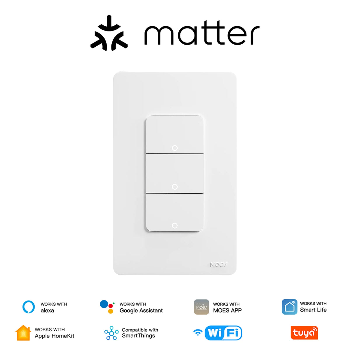 MOES Matter WiFi Smart Light Switch With Voice Control