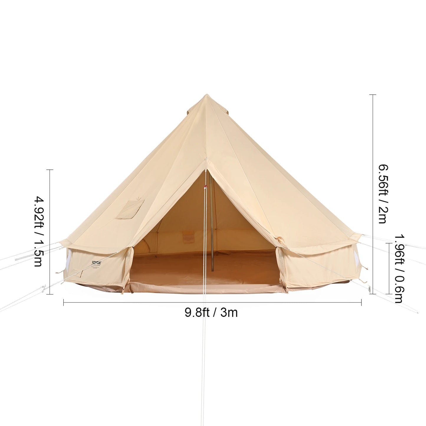 SucceBuy Canvas Bell Tent Four Seasons Yurt For Camping Eight
