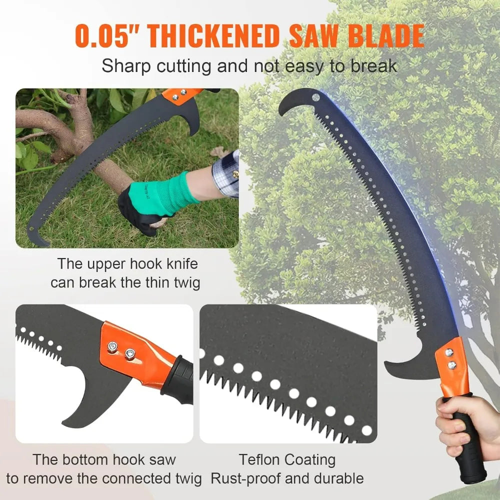 VEVOR Extendable Pole Saw With Steel Blade Tree Pruner For Palms Shrubs