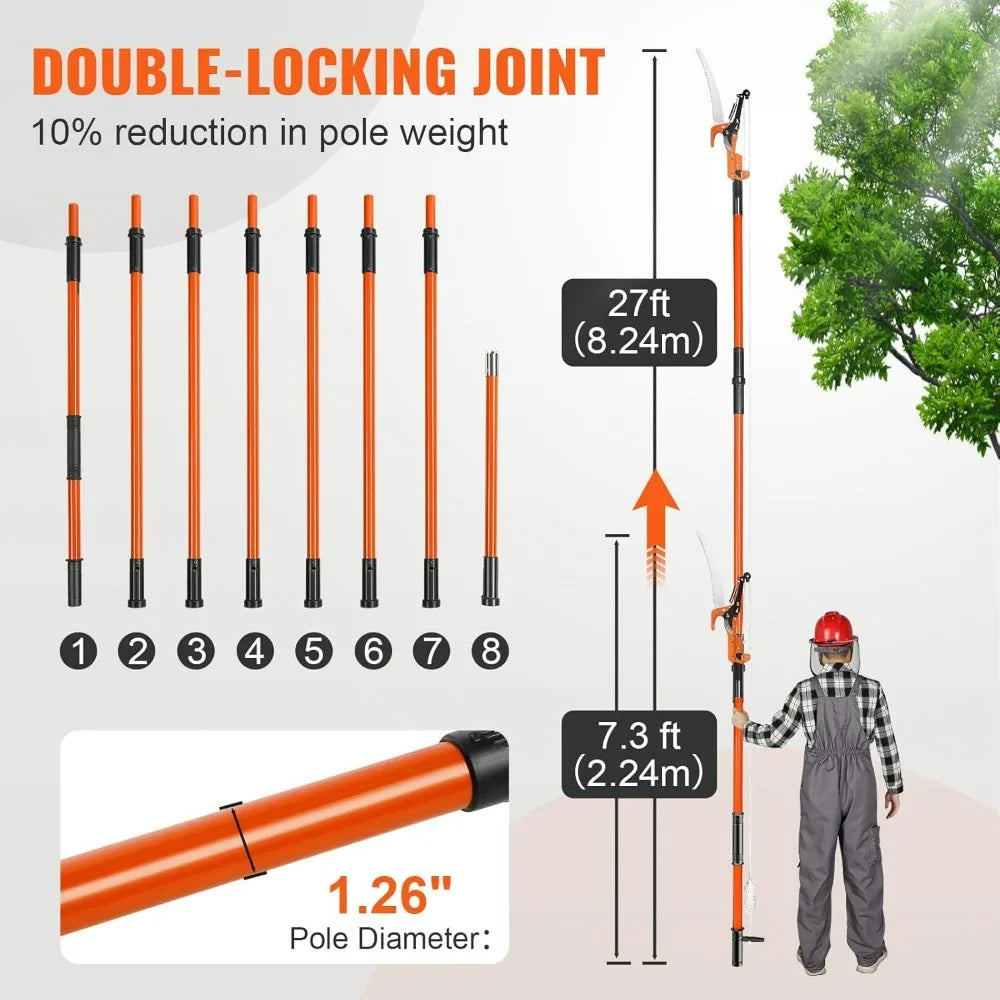 VEVOR Extendable Pole Saw With Steel Blade Tree Pruner For Palms Shrubs
