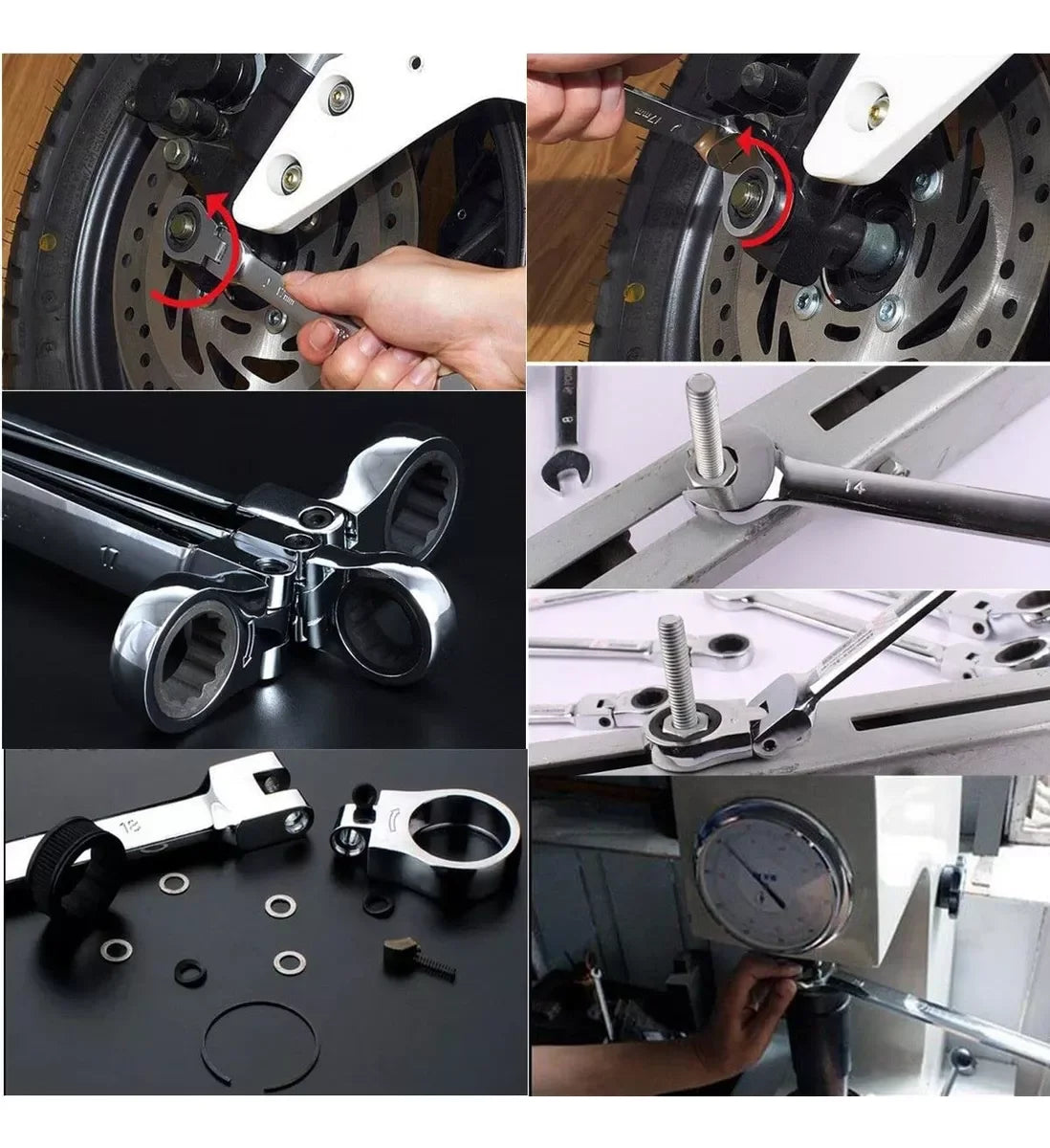 WOZOBUY Flex-Head Ratchet Wrench Set Cr-V Construction