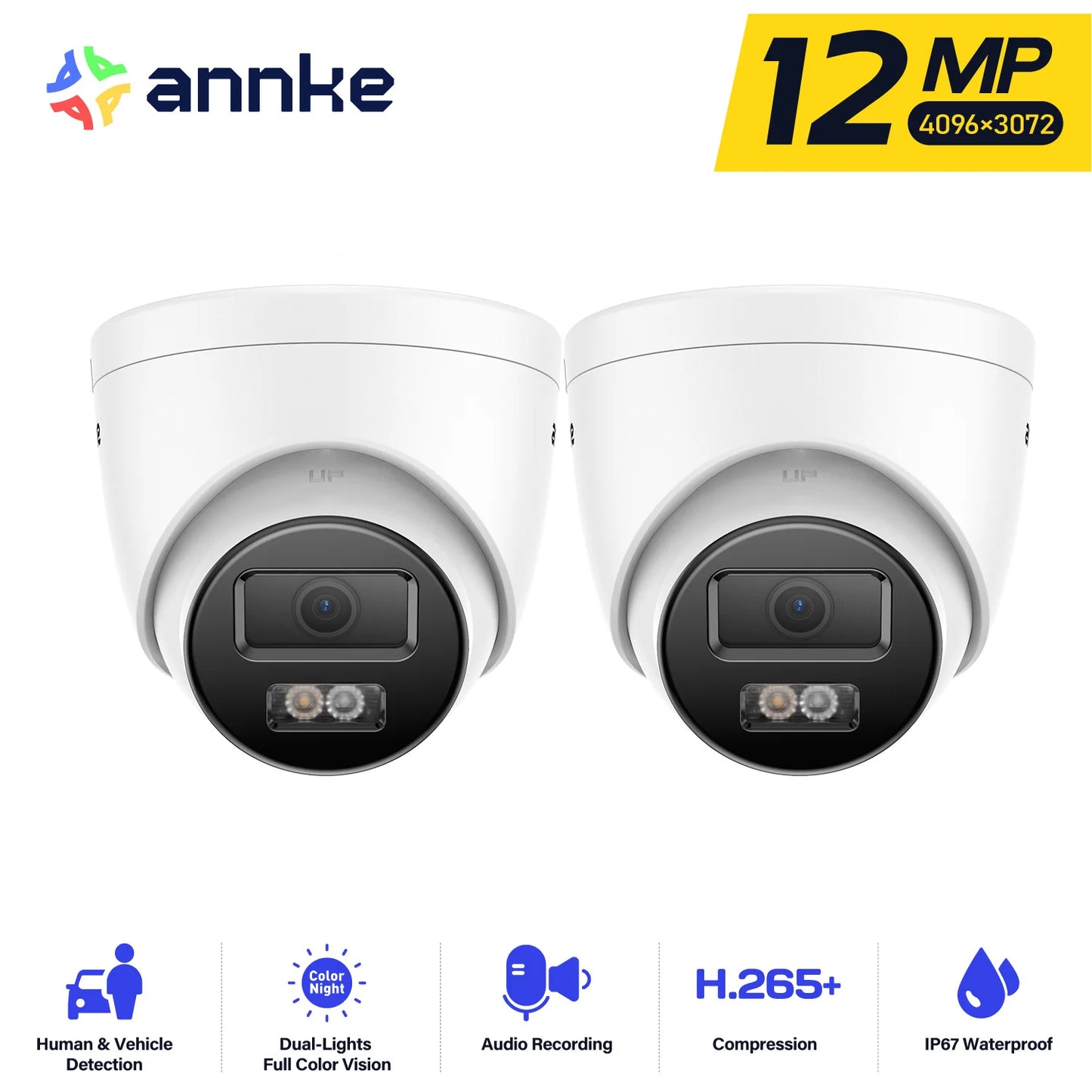 Annke 12MP Outdoor Smart Dual Light PoE Security Camera IP67 IR Night Vision