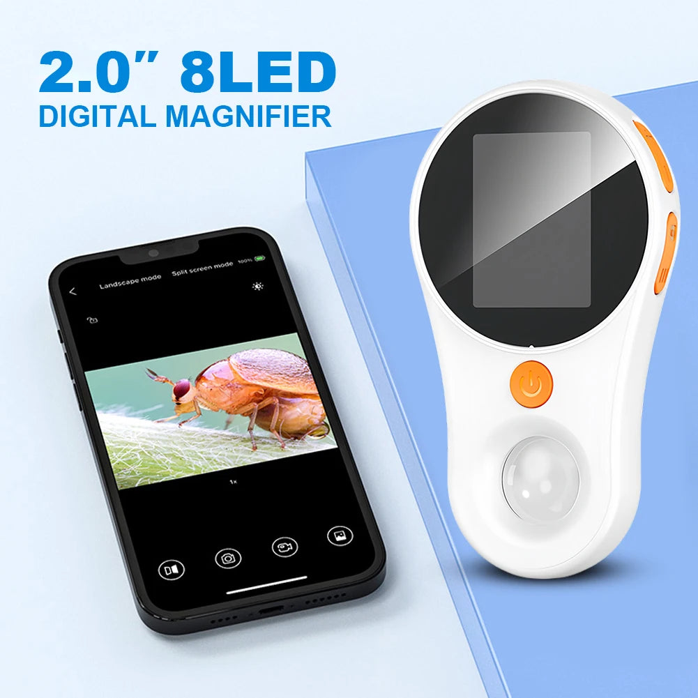 500X Electronic Coin Magnifier 2 MP HD Magnifier Magnifier with 8 LED Light Portable Microscope Camera for Jewelry Watch Repair