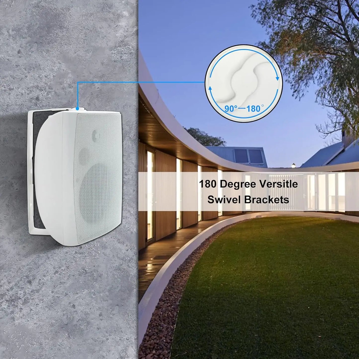 Herdio 400W Outdoor Passive Wall Mount Speakers Patio