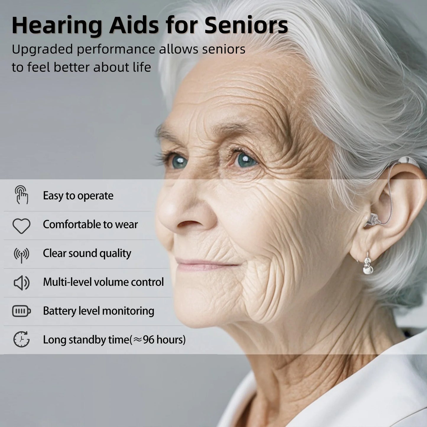 K&FCOPTEE Rechargeable Hearing Aids For Adults With Volume Control